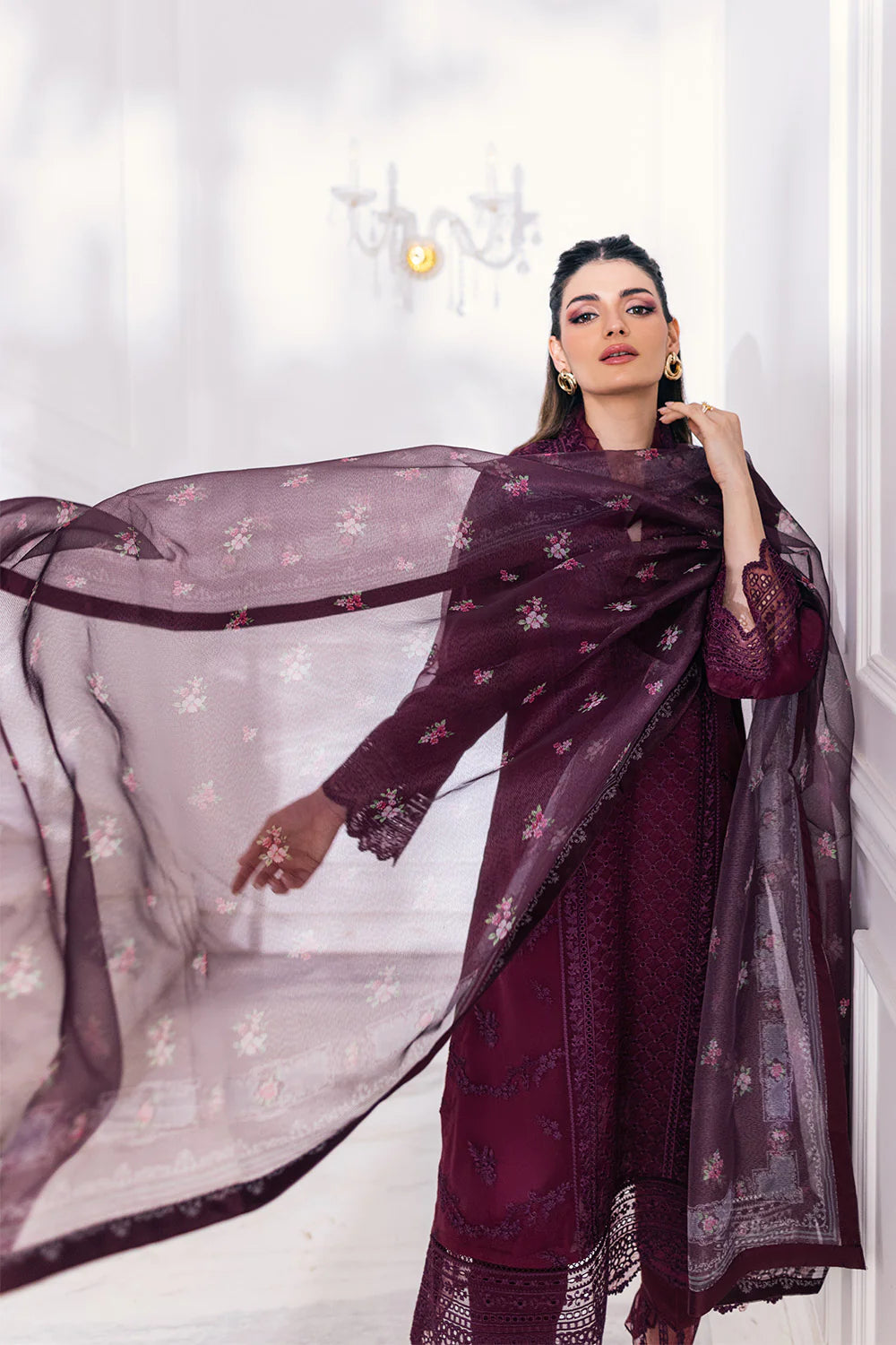 Embroidered 3pcs Vintage Rose