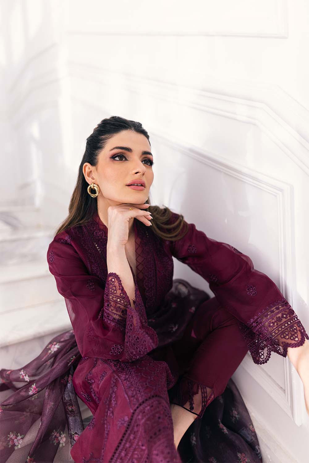 Embroidered 3pcs Vintage Rose