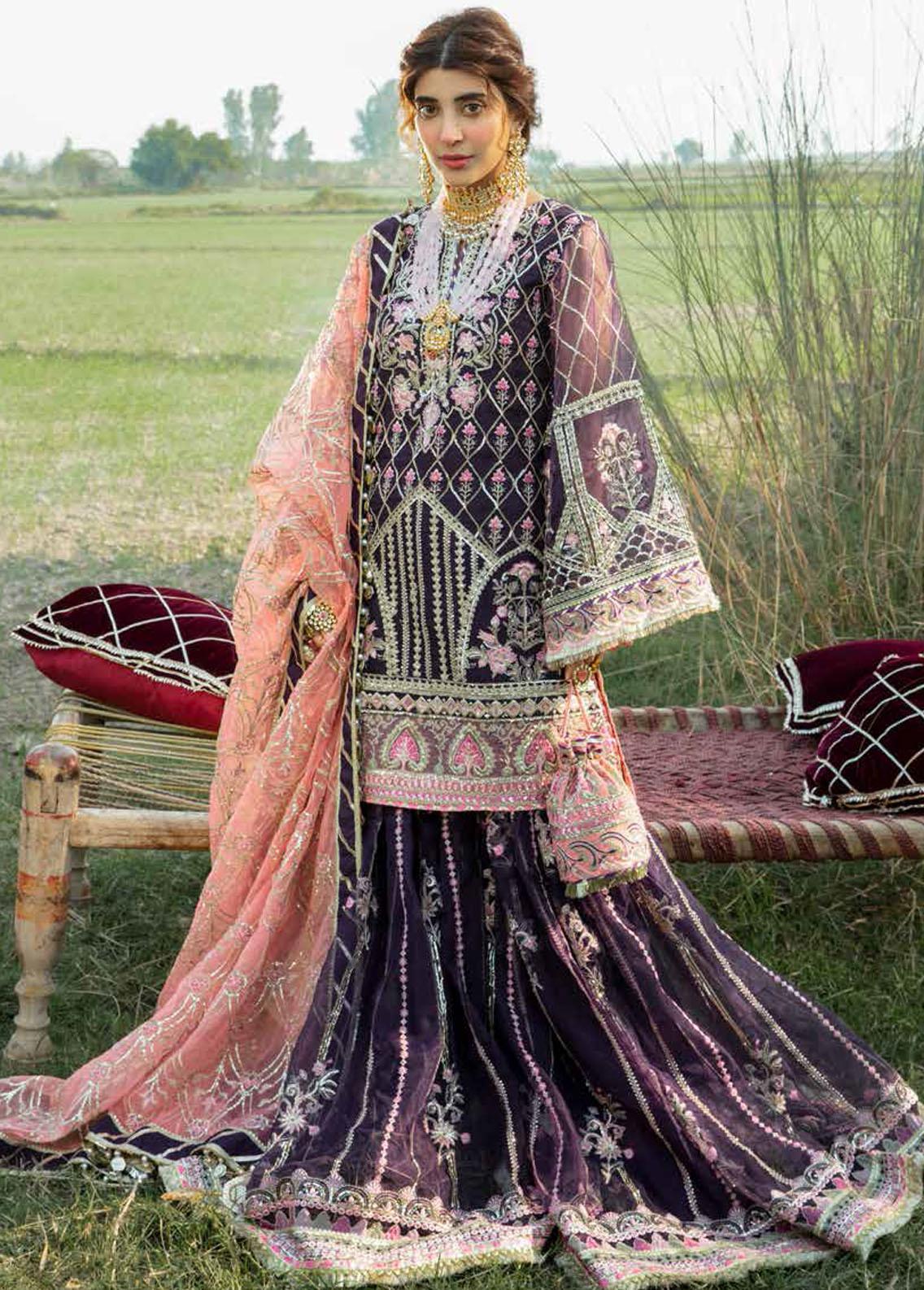 Alif by AJR Couture Embroidered Organza Suits Unstitched 3 Piece AJR22GK AGK-05 Rehbar - Wedding Collection