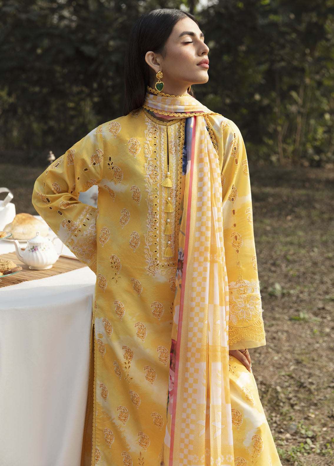 Ayzel By Afrozeh Embroidered Lawn Suits Unstitched 3 Piece AAF24SD AZL-V1-10 Daffodil - Summer Collection