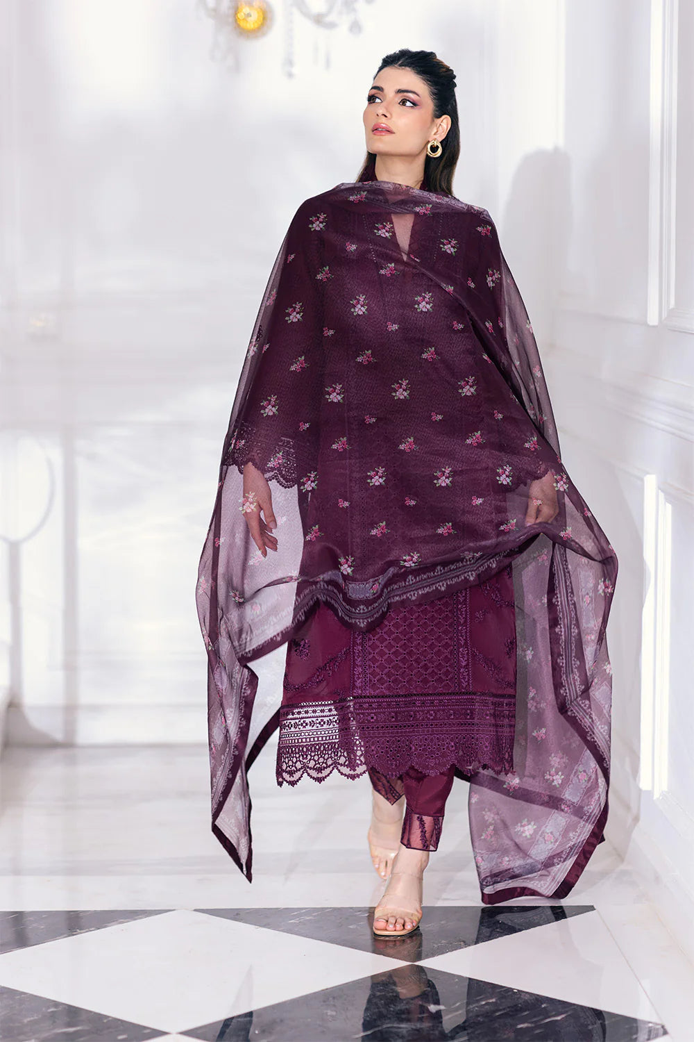 Embroidered 3pcs Vintage Rose