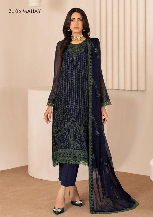 Zarif Thread Works Chiffon Edit'24 ZL-06 MAHAY
