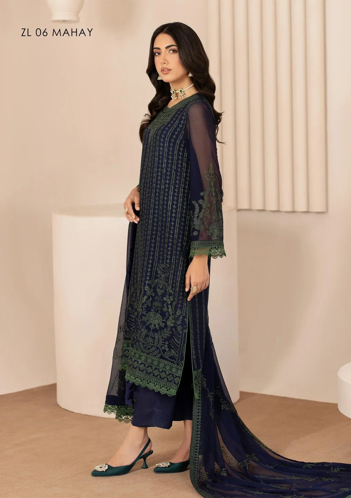 Zarif Thread Works Chiffon Edit'24 ZL-06 MAHAY