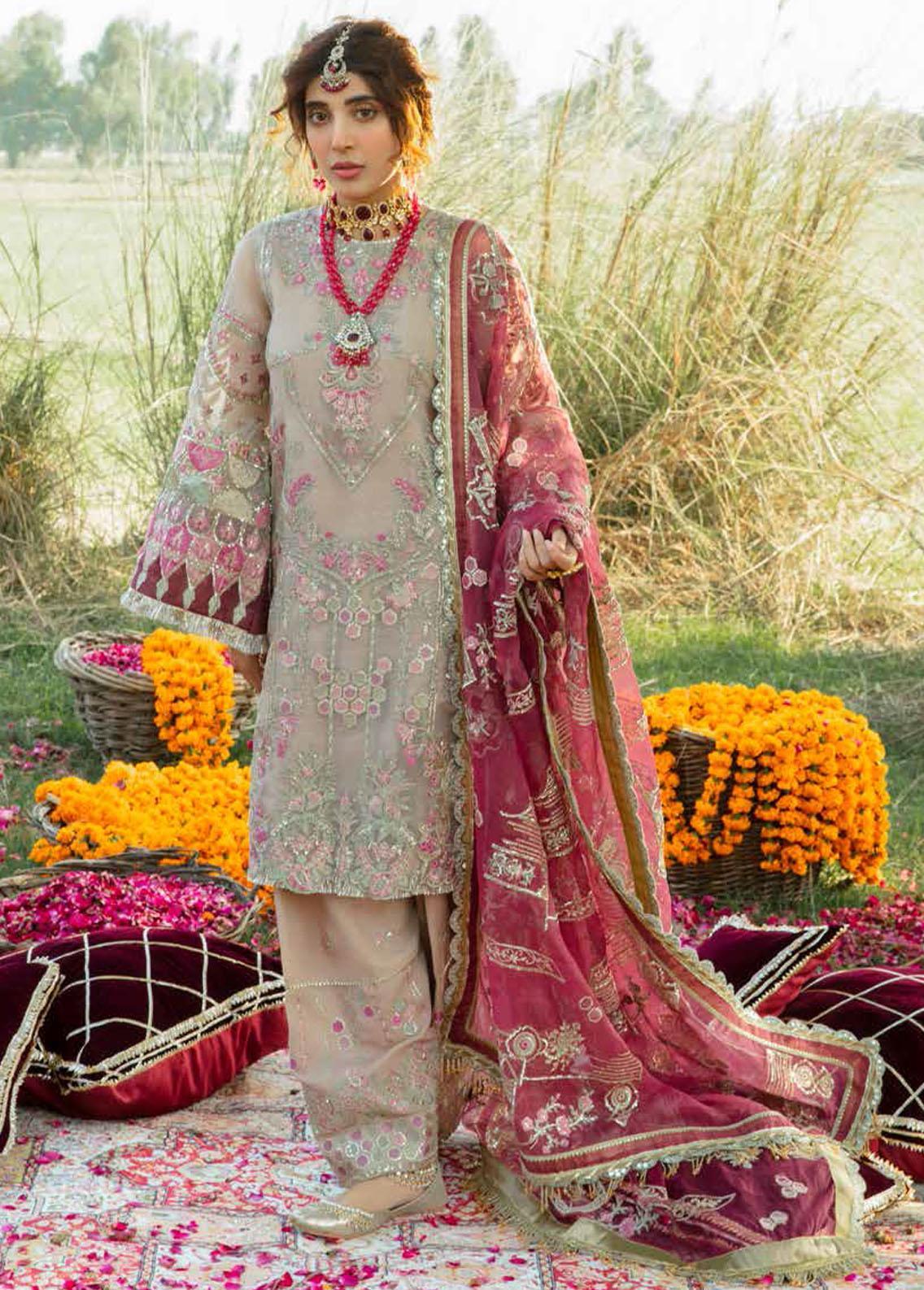 Alif by AJR Couture Embroidered Organza Suits Unstitched 3 Piece AJR22GK AGK-02 Markaz - Wedding Collection