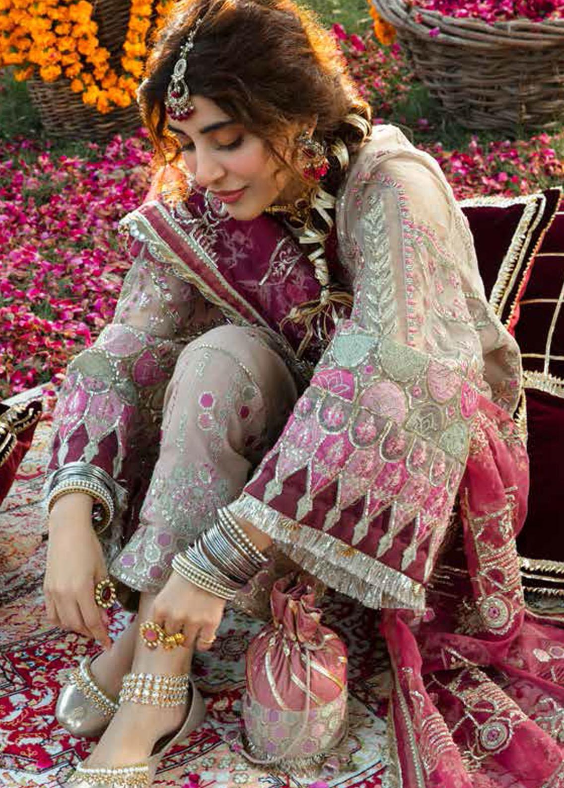 Alif by AJR Couture Embroidered Organza Suits Unstitched 3 Piece AJR22GK AGK-02 Markaz - Wedding Collection