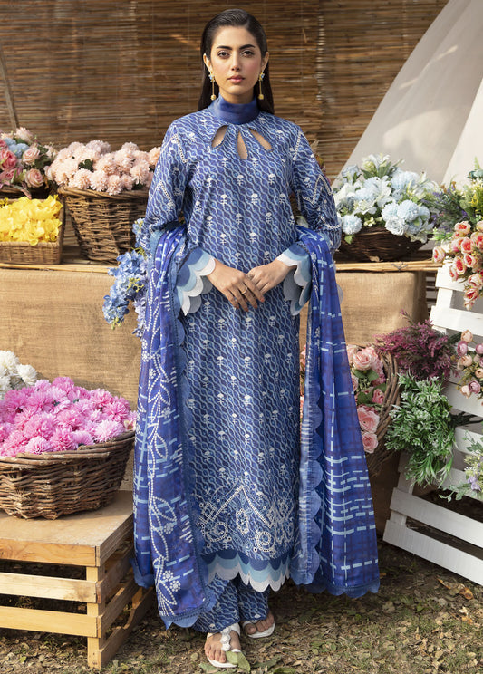 Ayzel By Afrozeh Embroidered Lawn Suits Unstitched 3 Piece AAF24SD AZL-V1-06 Lazuli - Summer Collection