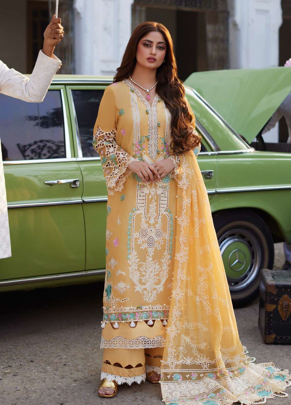 Elaf Embroidered Suits Unstitched 3 Piece EF24EE D-02B Dania - Summer Collection
