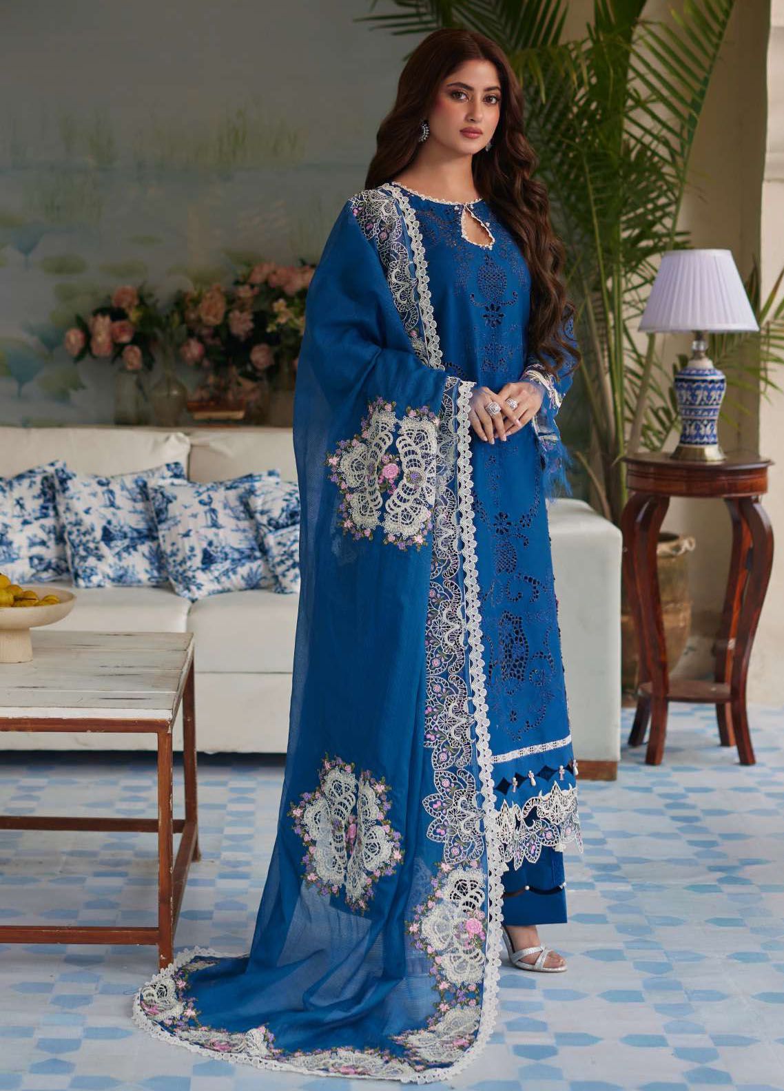 Elaf Embroidered Suits Unstitched 3 Piece EF24EE D-04 Almas - Summer Collection