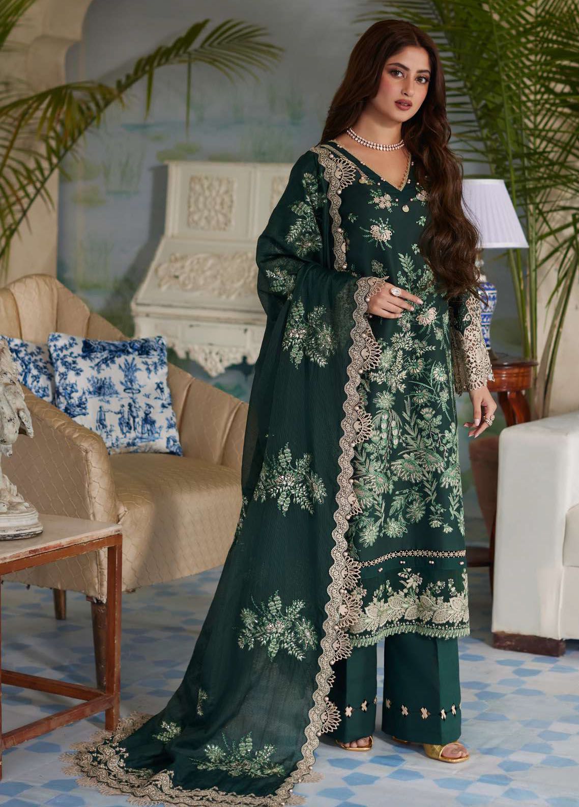 Elaf Embroidered Suits Unstitched 3 Piece EF24EE D-07 Zaria - Summer Collection
