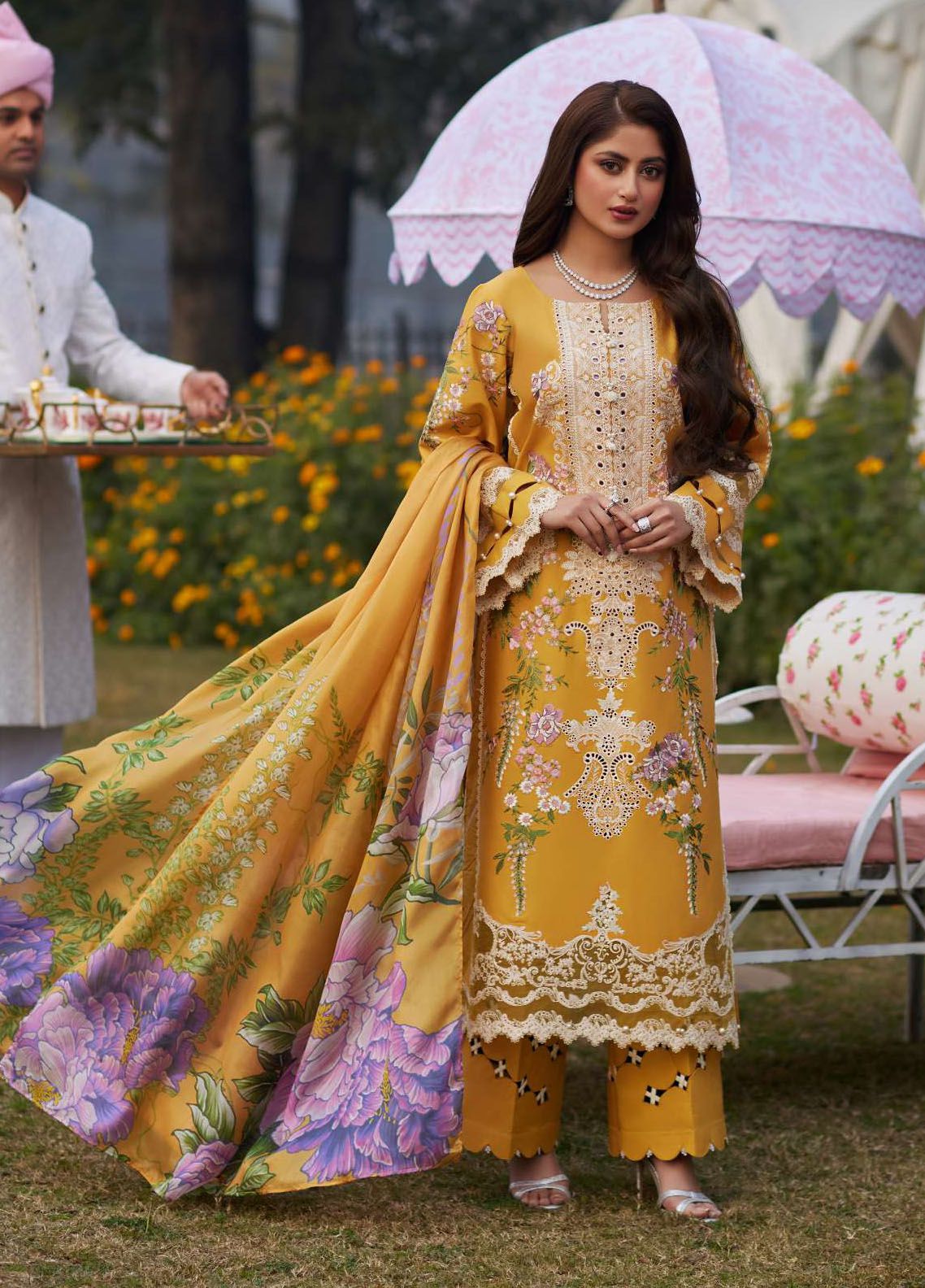 Elaf Embroidered Suits Unstitched 3 Piece EF24EE D-12A Sona - Summer Collection