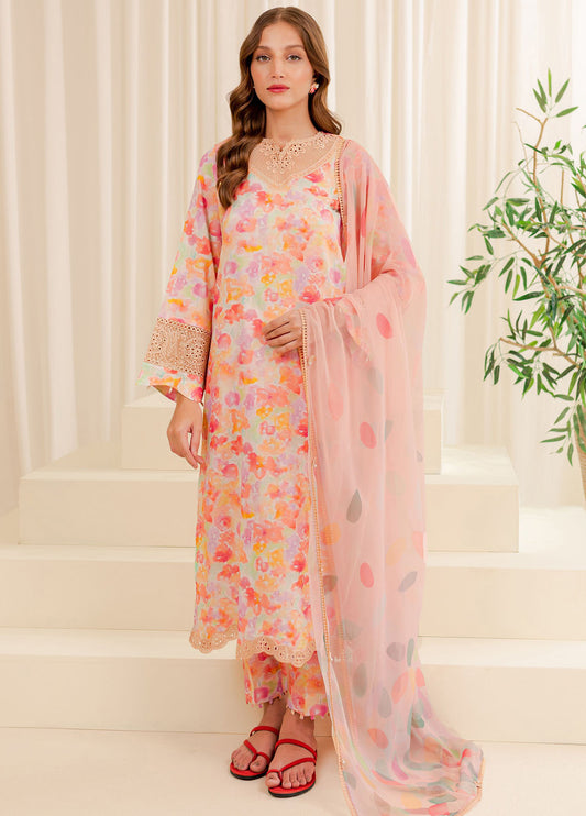 Farasha Embroidered Lawn Suits Unstitched 3 Piece FSH24PE D-03 Ethnic Dew - Summer Collection