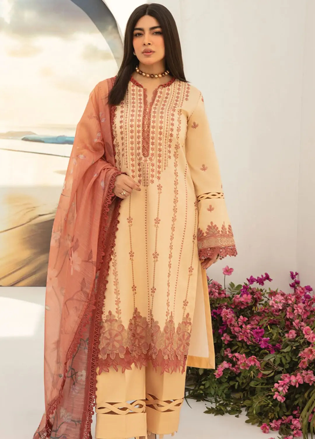 Florance By Rang Rasiya Embroidered Lawn Suits Unstitched 3 Piece RR24F D7 Hazel - Premium Collection
