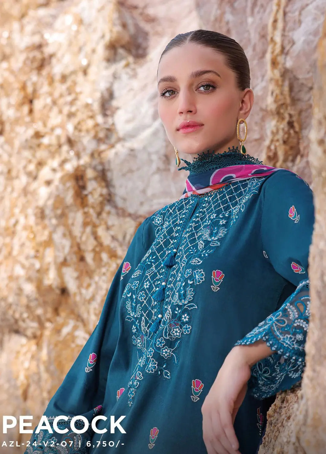 Tropicana by Ayzel Embroidered Lawn Suits Unstitched 3 Piece AAF24TP D-07 Peacock - Summer Collection